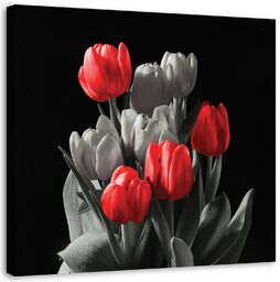Obraz na płótnie, Bukiet czerwonych tulipanów 50x50