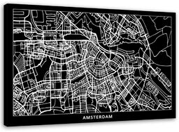 Obraz na płótnie, Amsterdam - plan miasta 120x80