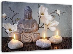 Obraz na płótnie, Buddha i świece 120x80