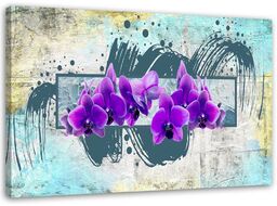 Obraz na płótnie, Fioletowe orchidee abstrakcja 90x60