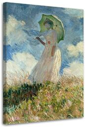 Obraz na płótnie, Kobieta z parasolem obrócona w lewo - C. Monet reprodukcja 70x100