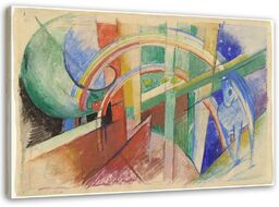Obraz na płótnie, Niebieski koń i tęcza - F. Marc reprodukcja 90x60