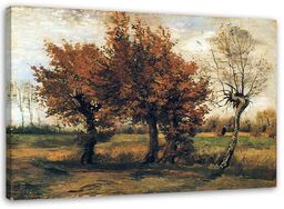 Obraz na płótnie, Pejzaż jesienny z czterema drzewami - V. van Gogh reprodukcja 120x80