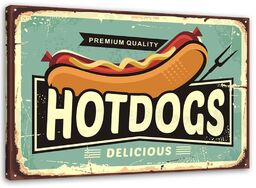Obraz na płótnie, Retro Hot Dog 100x70