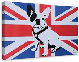 Obraz na płótnie, Buldog na tle angielskiej flagi 60x40