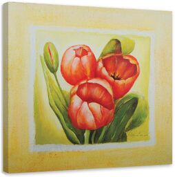Obraz na płótnie, Trzy czerwone tulipany 40x40