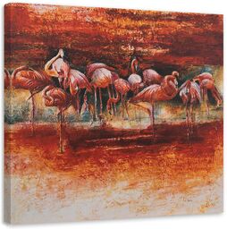 Obraz na płótnie, Stado różowych flamingów 60x60