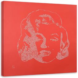 Obraz na płótnie, Postać Marilyn Monroe na czerwonym tle 30x30