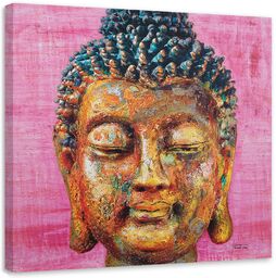 Obraz na płótnie, Budda na różowym tle 40x40