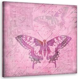 Obraz na płótnie, Stary różowy pergamin i motyl - Andrea Haase 60x60