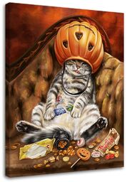 Obraz na płótnie, Kocie halloween - Svetrinka.art 60x90