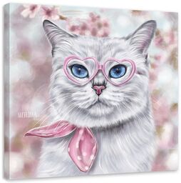Obraz na płótnie, Koci świat przez różowe okulary - Svetrinka.art 40x40