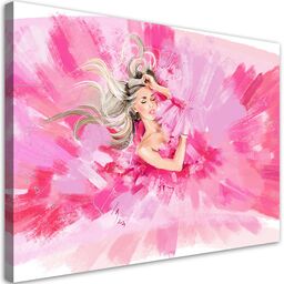 Obraz na płótnie, Róż Suknia Moda Blond Kobieta Elegancja - Irina Sadykova 60x40