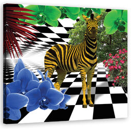 Obraz na płótnie, Kolorowa zebra natura zwierzęta 30x30