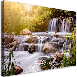 Obraz na płótnie, Wodospad o zachodzie słońca natura 60x40
