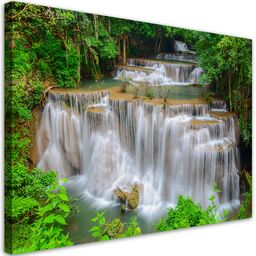 Obraz na płótnie, Wodospad Natura Las 100x70