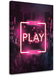 Obraz na płótnie, Różowy napis PLAY dla gracza 80x120