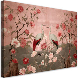 Obraz na płótnie, Kwiaty i ptaki Chinoiserie 90x60