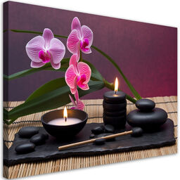 Obraz na płótnie, Orchidea Kamienie Zen Spa 90x60