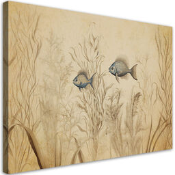 Obraz - Ryby w stylu boho beżowy 90x60