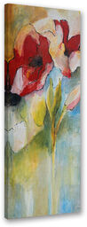 Obraz na płótnie, Maki i pąki róż malowane 40x120