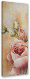 Obraz na płótnie, Różowe róże malowane 40x120
