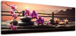 Obraz na płótnie, Kamienie Orchidea Orient 150x50