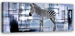 Obraz na płótnie, Zebra niebieska abstrakcja 120x40