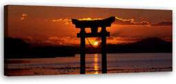 Obraz na płótnie, Zachód słońca nad bramą Torii 120x40