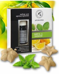 Mięta i Cytryna Zestaw do Aromaterapii, Olejki Naturalne i Gwiazdki Ceramiczne, Aromatika