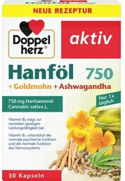 Hanföl 750 - Olej Konopny+ złoty mak + ashwagandha, Doppelherz, 30 kapsułek