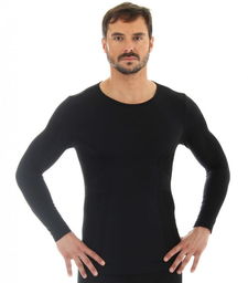 Koszulka męska długi rękaw Brubeck Comfort Wool LS11600 czarny