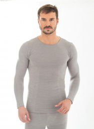 Koszulka męska długi rękaw Brubeck Comfort Wool LS11600 szary
