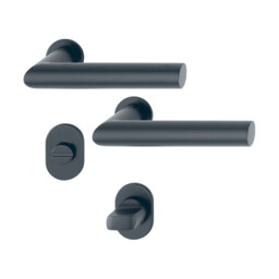 Amsterdam - Komplet klamek WC ze stali nierdzewnej na płaskiej rozecie Compact, czarny