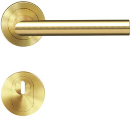 Verona - Komplet klamek ze stali nierdzewnej z rozetą bezpieczną SKG***, kolor złoty