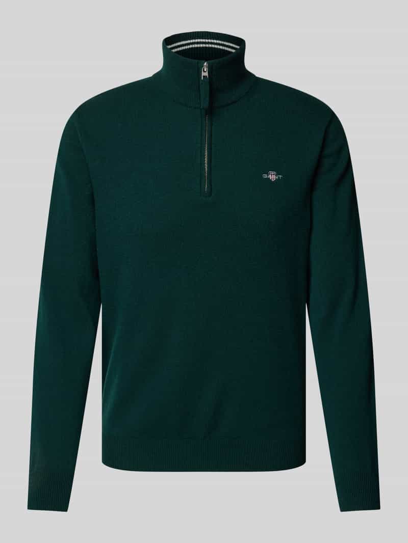 Sweter z dzianiny z wyhaftowanym logo model ‘SUPERFINE’