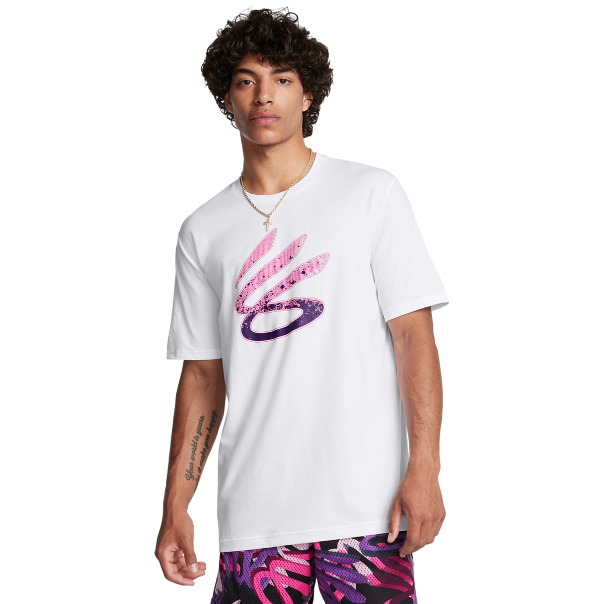 Męska koszulka do koszykówki Under Armour Curry Logo Trend - biała - UNDER ARMOUR