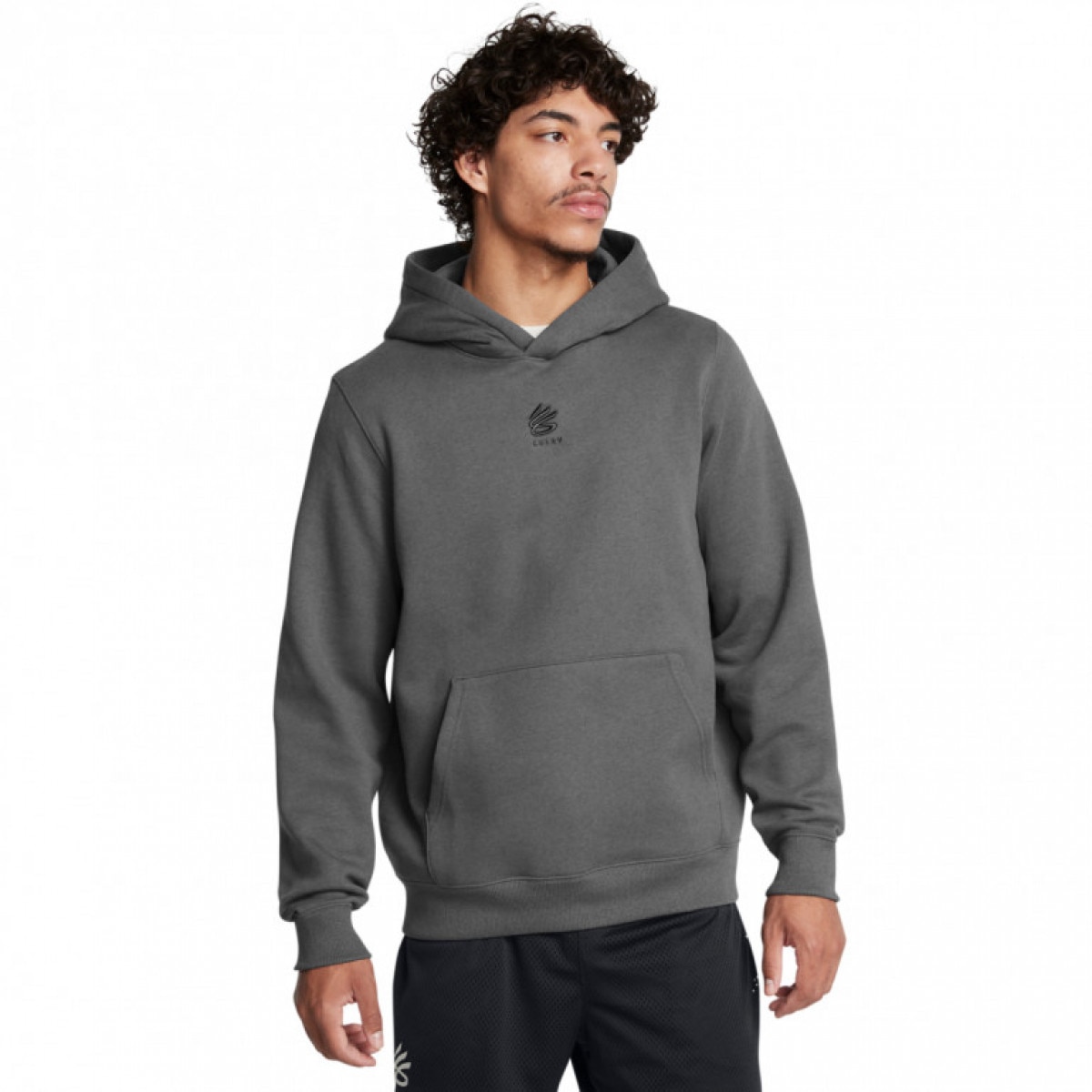 Męska bluza dresowa nierozpinana z kapturem Under Armour Curry Splash - szara - UNDER ARMOUR