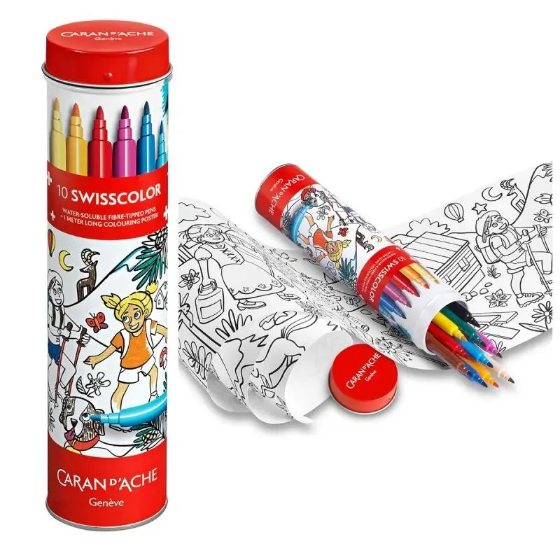 Flamastry akwarelowe Swisscolor z kolorowanką - Carandache
