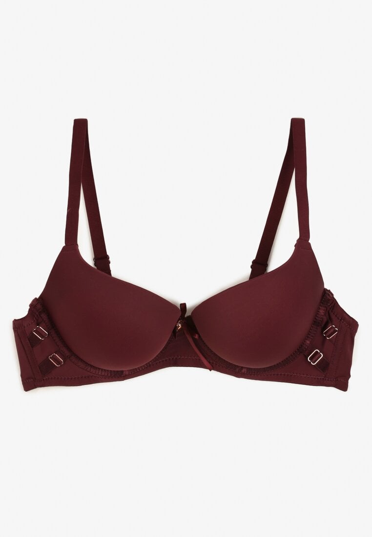 Ciemnofioletowy Biustonosz Push-Up na Ramiączkach z Regulacją i Metaliczną Aplikacją Alerista