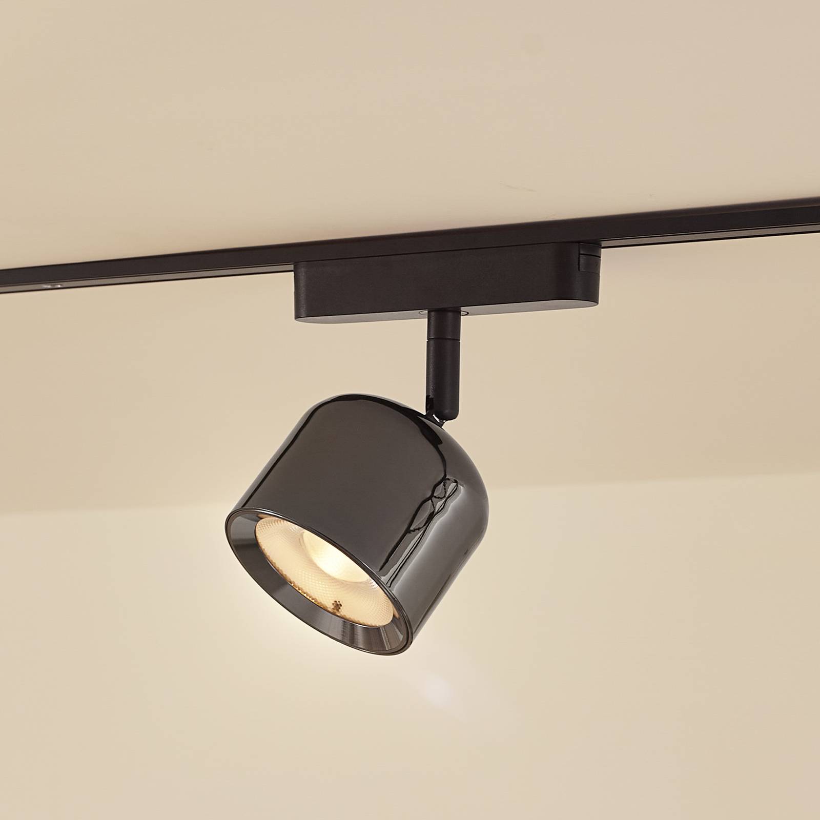 Spot LED Lindby 48 V Lumaro, szary, Ø 8,2 cm, aluminium, ściemniany