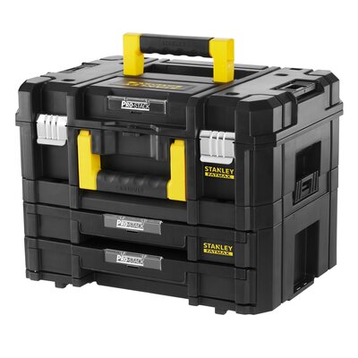Stanley Walizka narzędziowa marki  FatMax /Skrzynka na narzędzia-combo TSTAK (21.5l pojemność, z 2 szufladami i organizerami do małych części, z metalowym zamknięciem, z wyjmowanymi kieszeniami wewnętr FMST1-71981