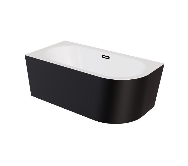 Wanna narożna lewa Besco Avita A-line 170x75 cm czarny mat syfon klik-klak czarny z przelewem slim WAA-17AMLCS
