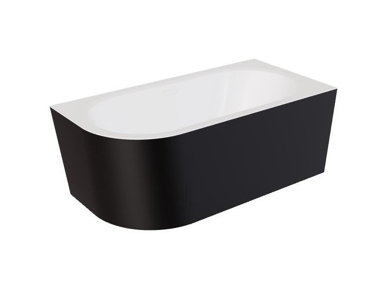 Wanna narożna prawa Besco Avita A-line 160x75 cm czarny mat syfon klik-klak biały z przelewem slim WAA-16AMPBS