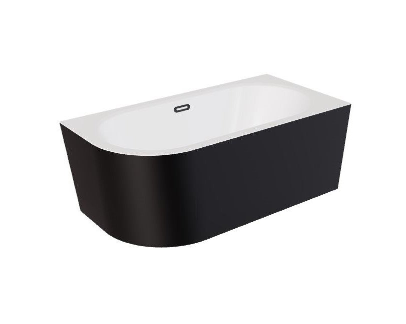 Wanna narożna prawa Besco Avita A-line 160x75 cm czarny mat syfon klik-klak grafitowy z przelewem slim WAA-16AMPGS