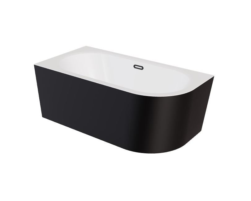 Wanna narożna lewa Besco Avita A-line 170x75 cm czarny mat syfon klik-klak grafitowy z przelewem slim WAA-17AMLGS