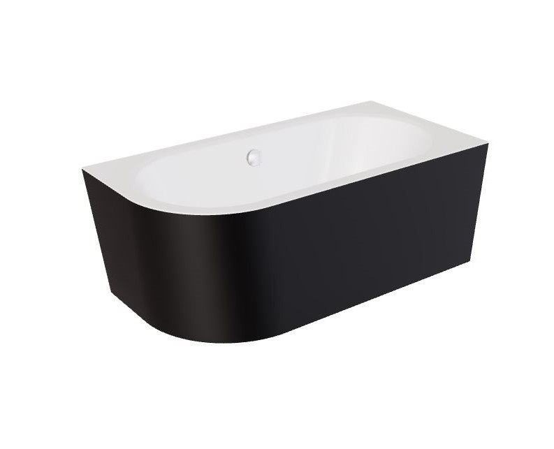 Wanna narożna prawa Besco Avita A-line 170x75 cm czarny mat syfon chrom z napełnieniem przez przelew WAA-17AMPN