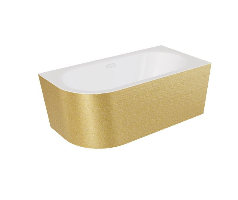 Wanna narożna prawa Besco Avita A-line 160x75 cm złoty syfon klik-klak chrom z przelewem slim WAA-160APZL