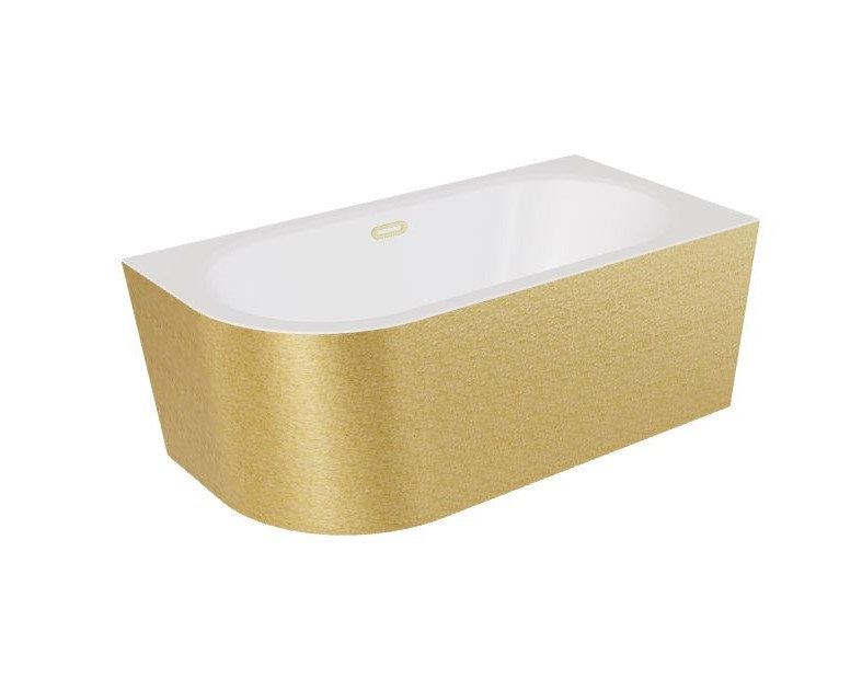 Wanna narożna prawa Besco Avita A-line 150x75 cm złoty syfon klik-klak złoty z przelewem slim WAA-150APZZ