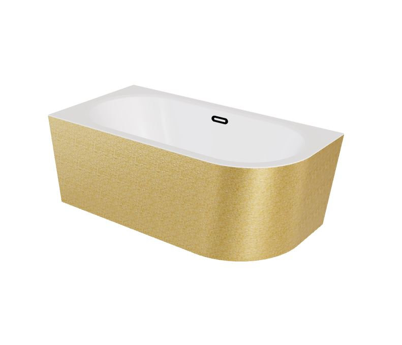 Wanna narożna lewa Besco Avita A-line 150x75 cm złoty syfon klik-klak czarny z przelewem slim WAA-150ALZC